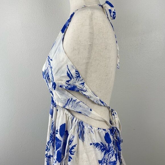 NWT Free People White and Blue Tropical Halter Top Dress Size XS - Picture 4 of 8